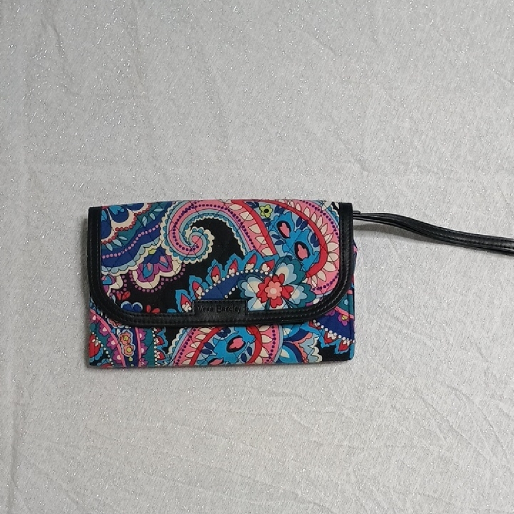 Vera Bradley Blue and Pink Paisley Wristlet